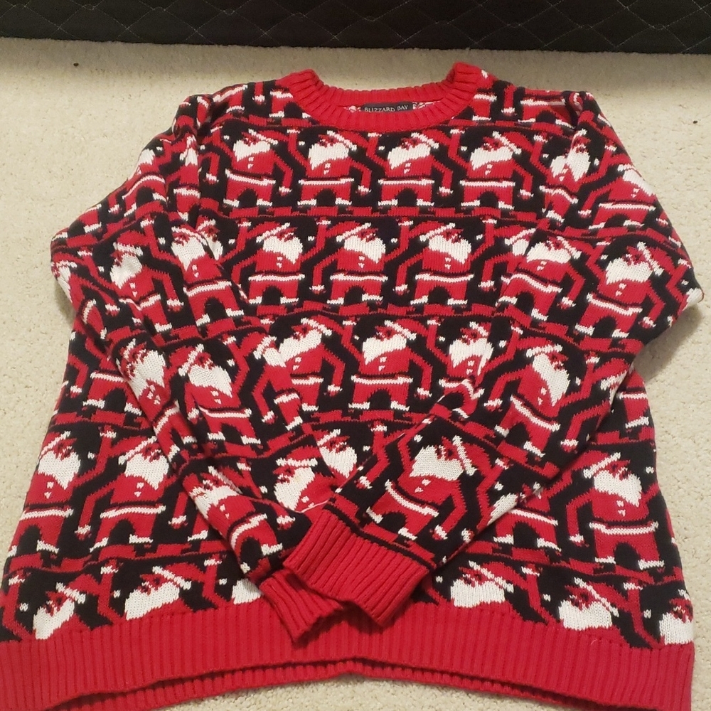 Men's Festive Red and Black Santa Sweater